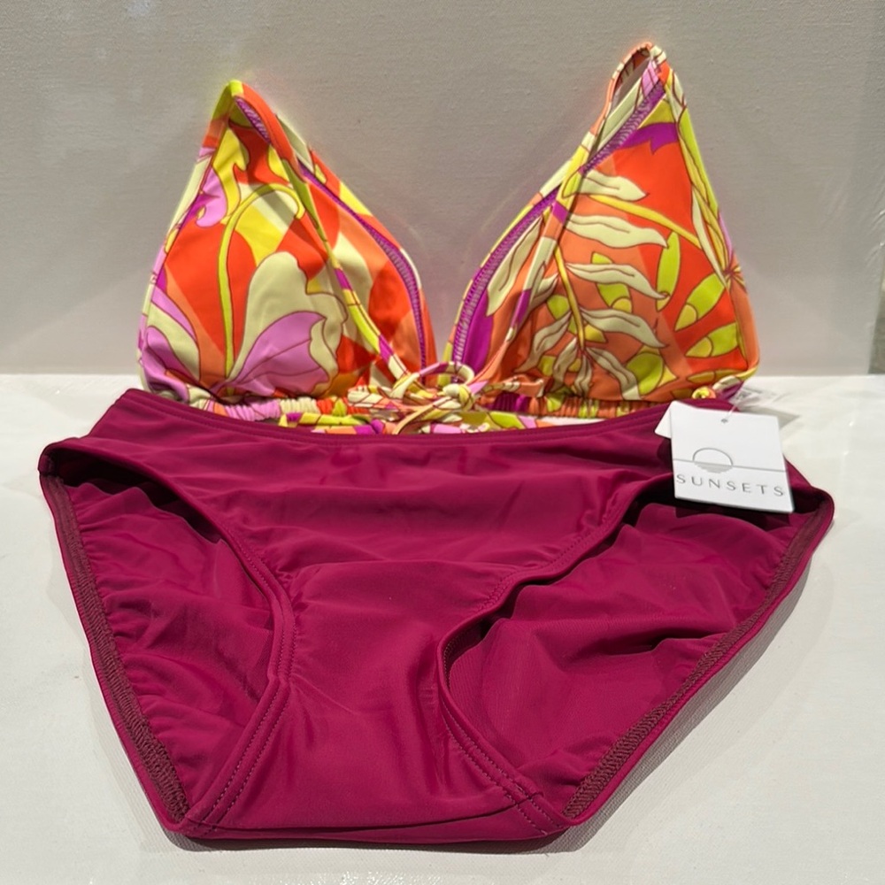 NWT Sunset Palace Garden  Laney Triangle two piece Bikini - Size M